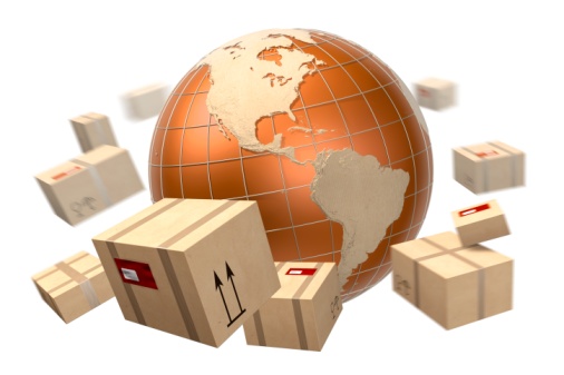 Packages orbit a globe with America